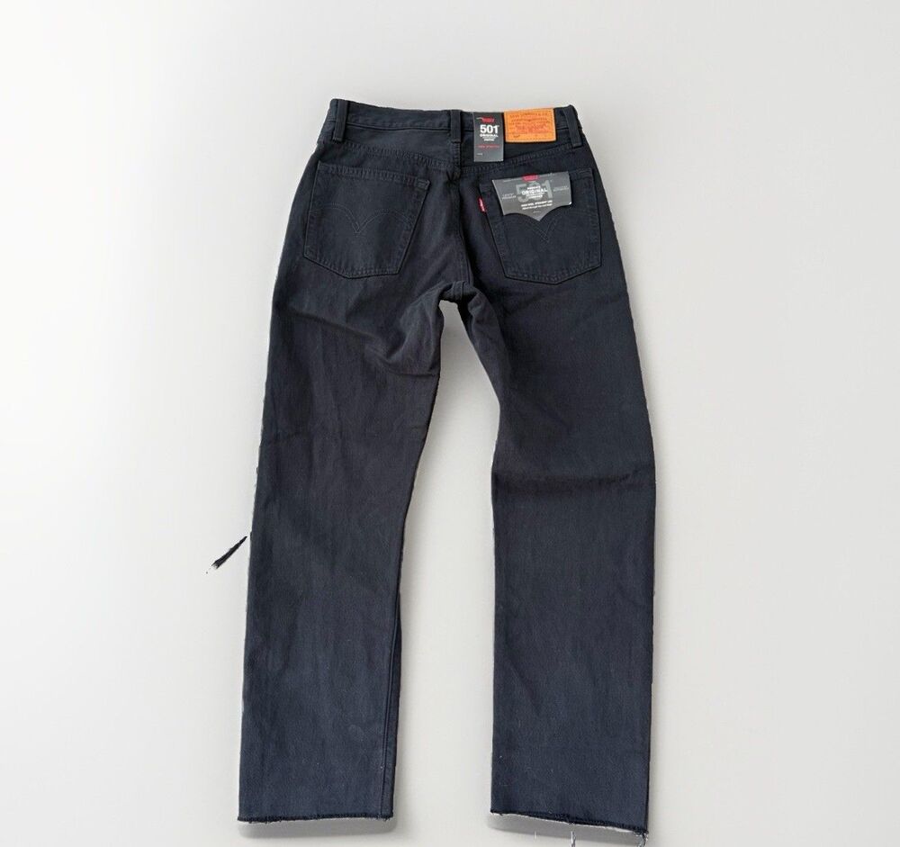 Levi's 501 Original Cropped Jeans Women 26x26 Black Distressed Ripped Raw NWT